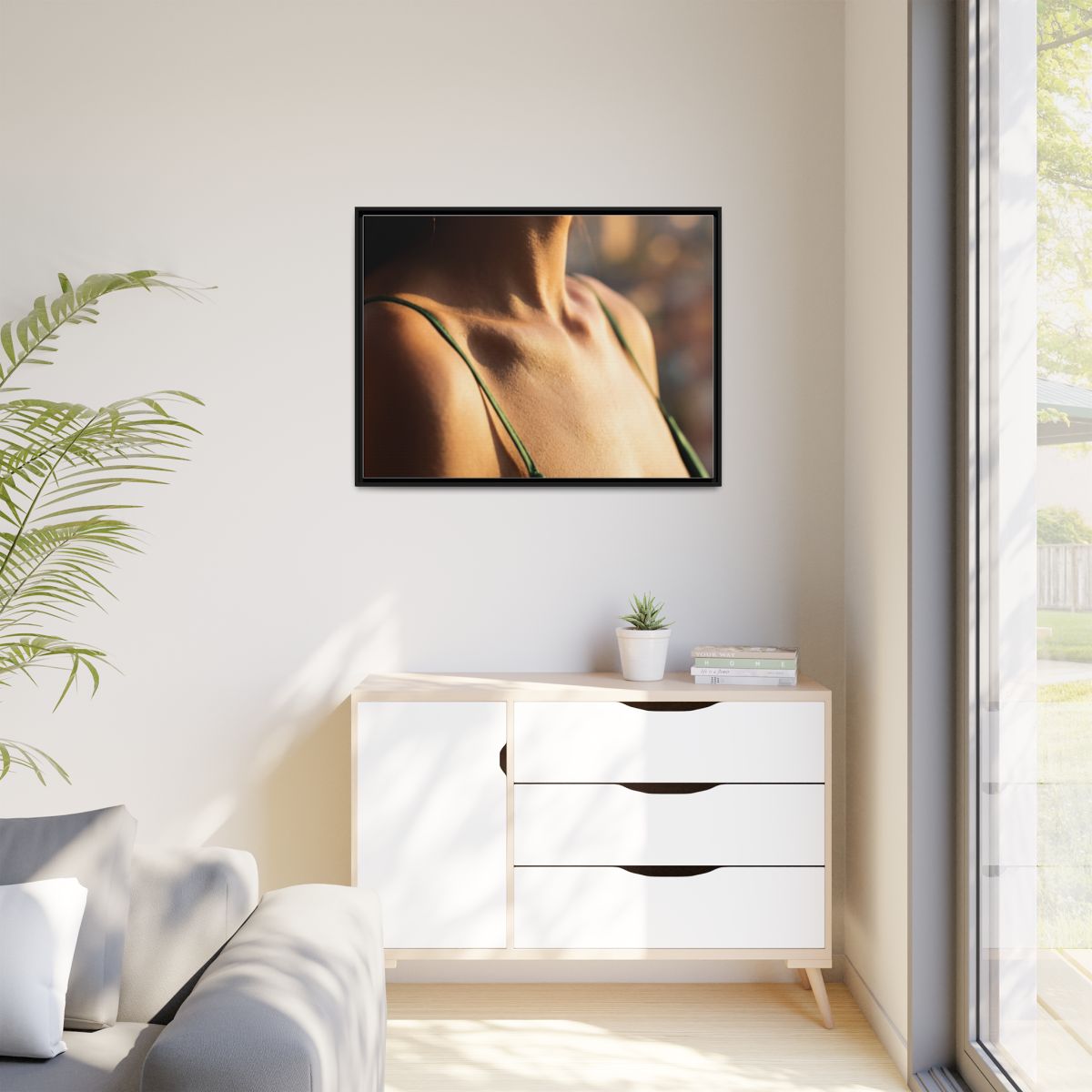 Golden Hour Matte Canvas - Framed Sunset Wall Art — Black /...