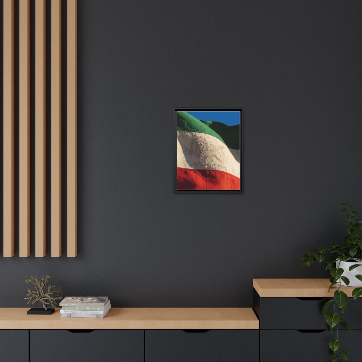 Framed Canvas Art - Distressed Flag — Black / 1.25"