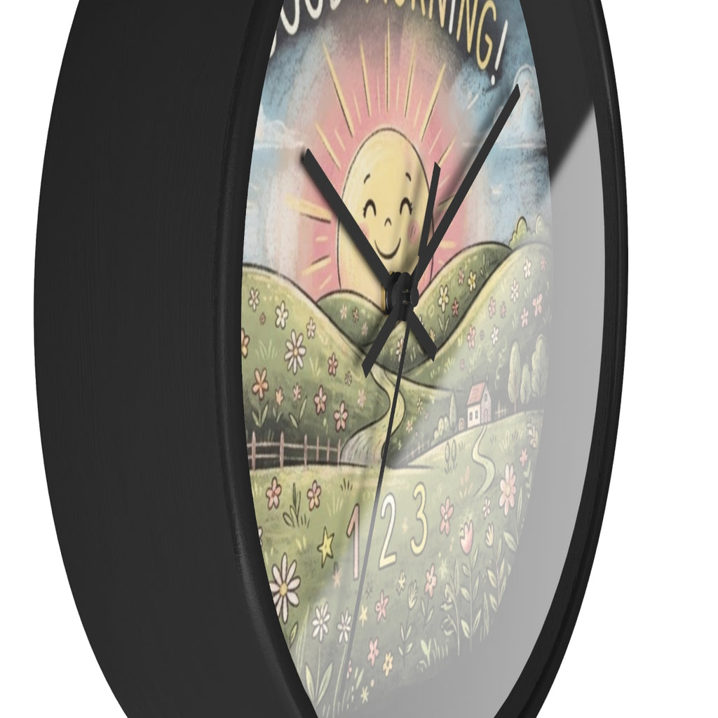 Wall Clock - Good Morning Sun Meadow Chalk Art | Echovira...