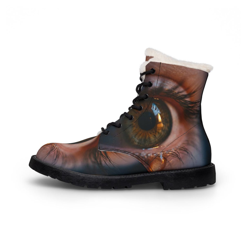 Women's Fur and Leather Boots - Tear