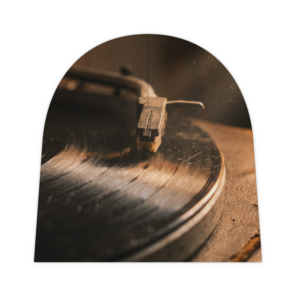 Baby Beanie with Vintage Turntable Art
