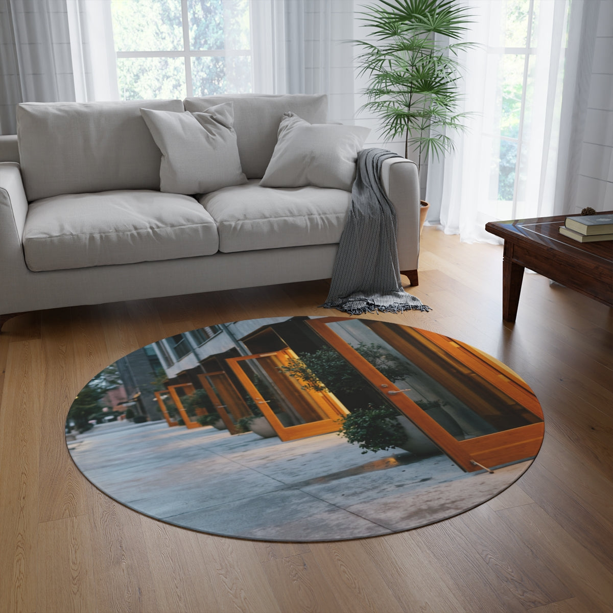 Round Rug - Twilight Courtyard Centerpiece | Echovira...