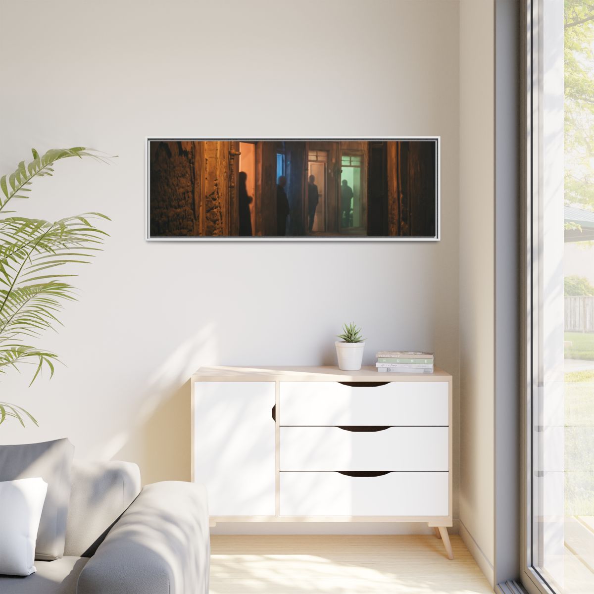 Matte Canvas, Framed - Shadowed Alleyway Mystery Art Print...