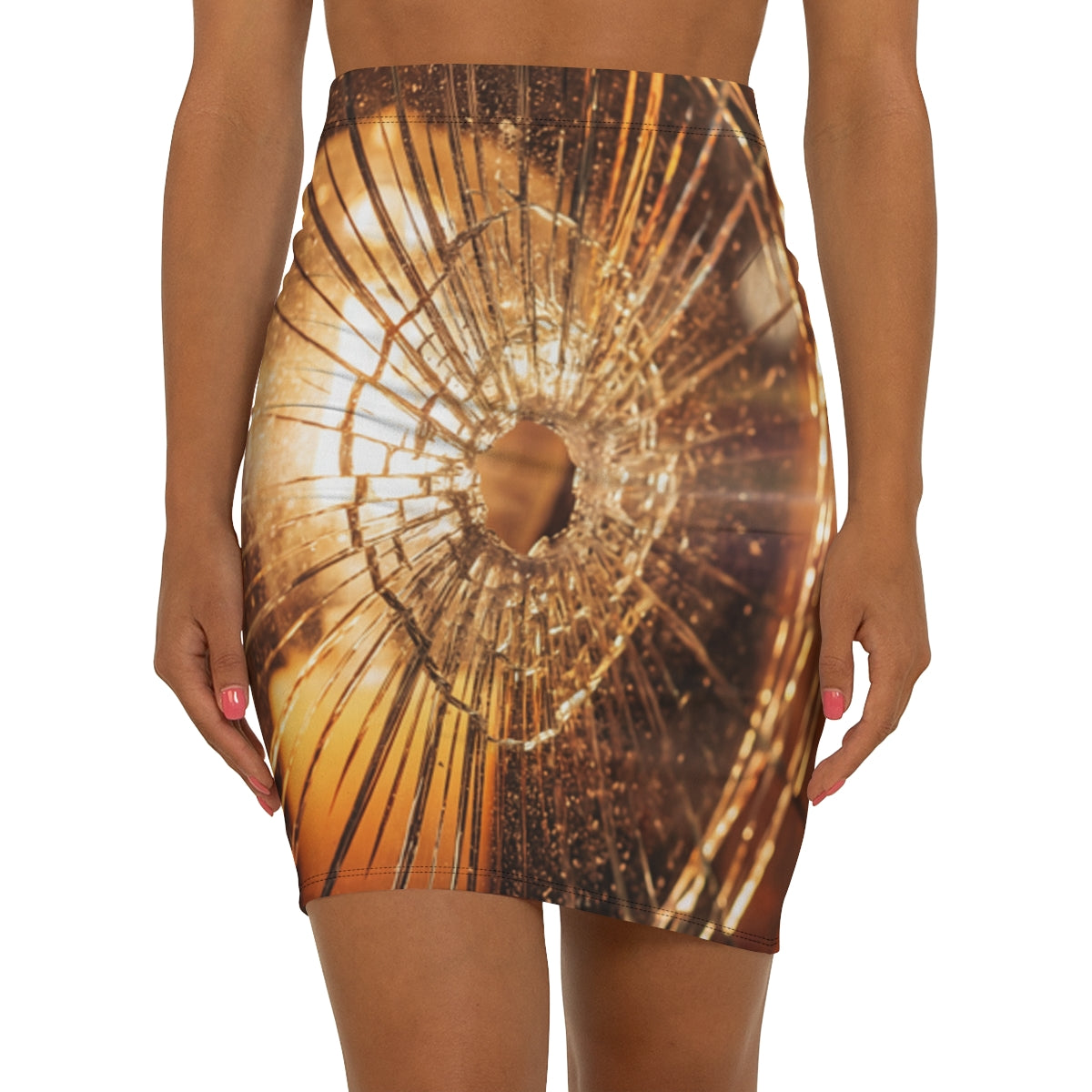 Women's Mid-Waist Pencil Skirt - Shattered Light and Golden...