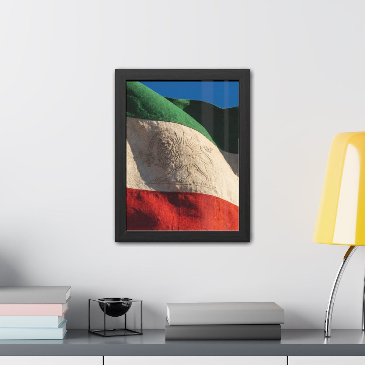 Framed Posters - Vintage Persian Lion and Sun Heritage Flag...