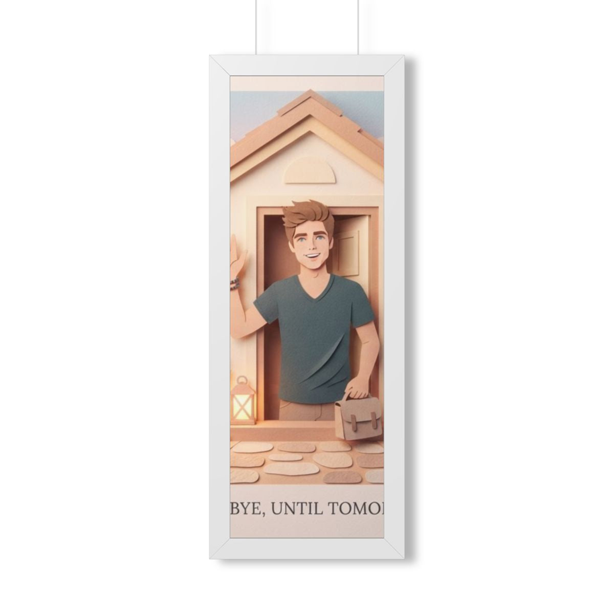 Framed Vertical Poster - Safe Journey Paper Cut Home Art —...