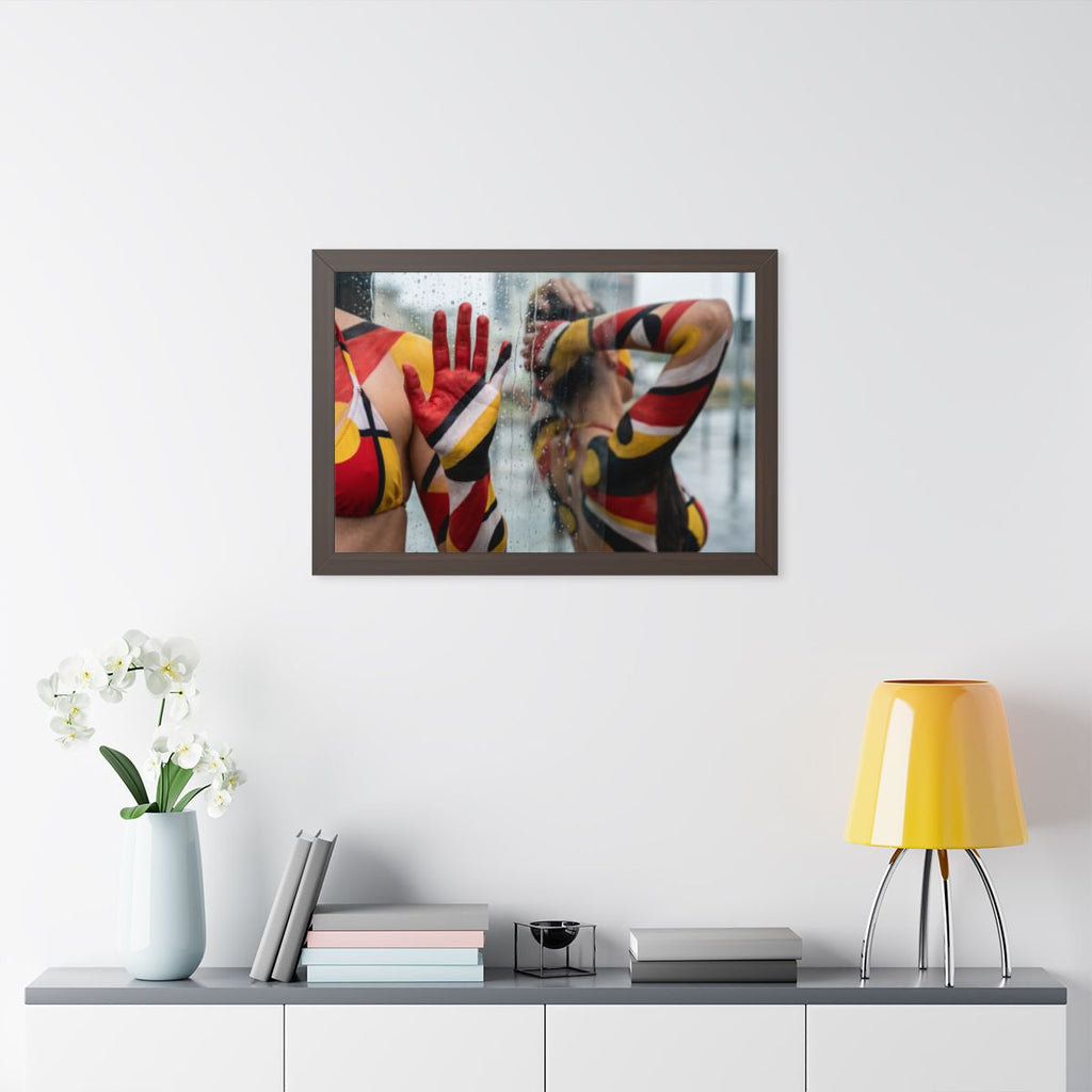 Framed Horizontal Poster - Urban Prism Abstract Body Paint...