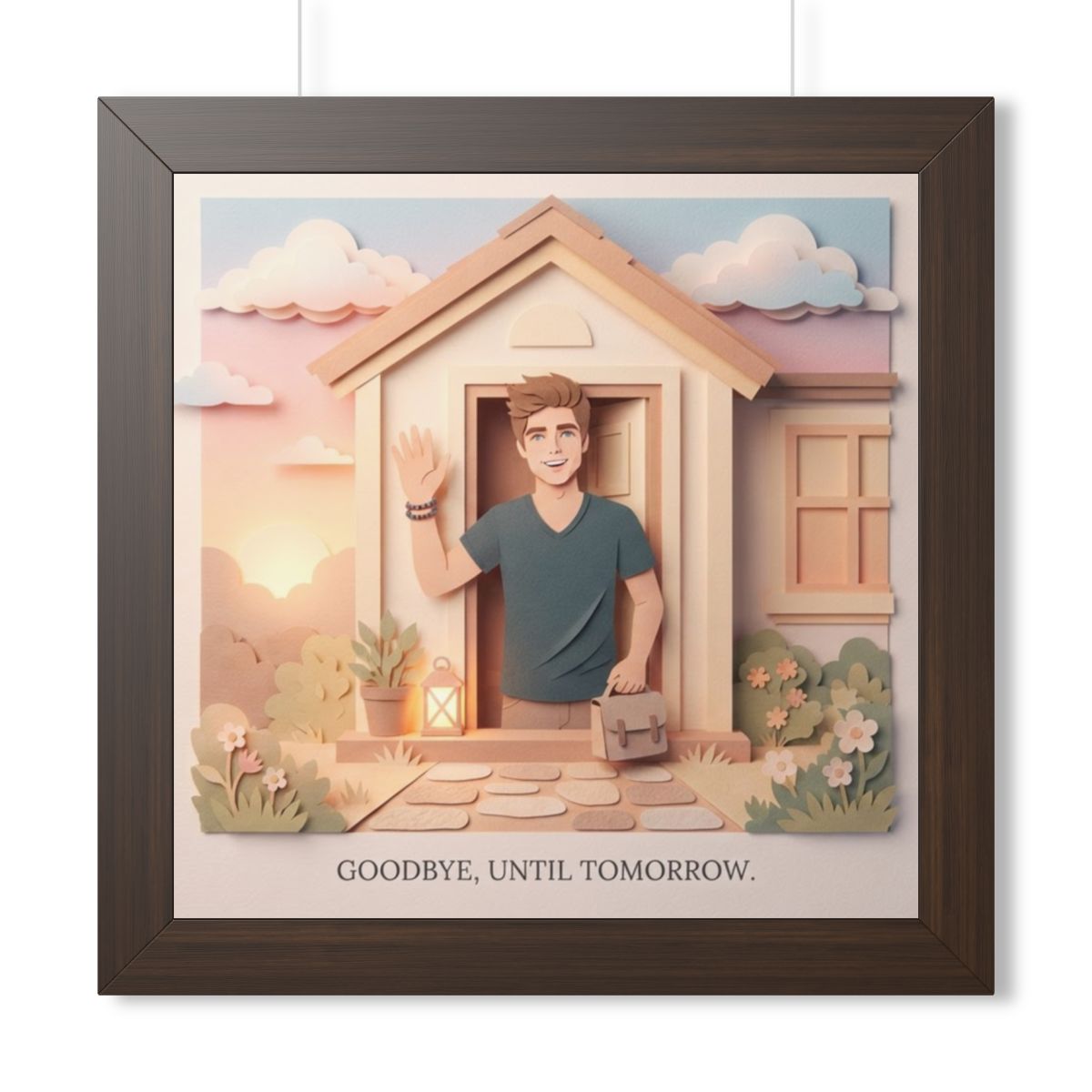 Framed Vertical Poster - Safe Journey Paper Cut Home Art —...