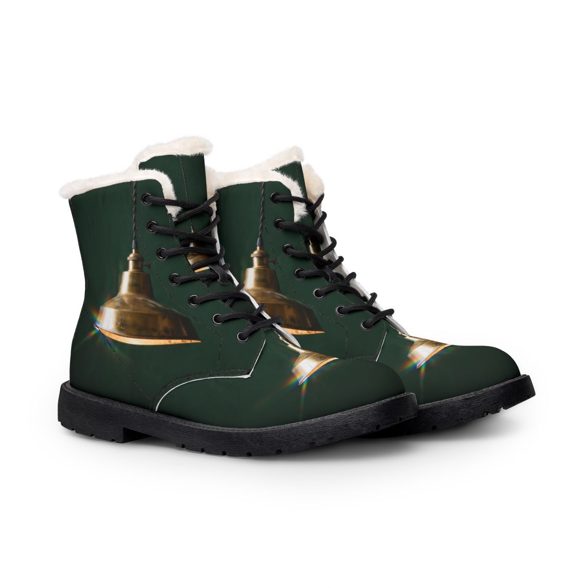 Botas de piel y pelo para mujer con colgante de latón