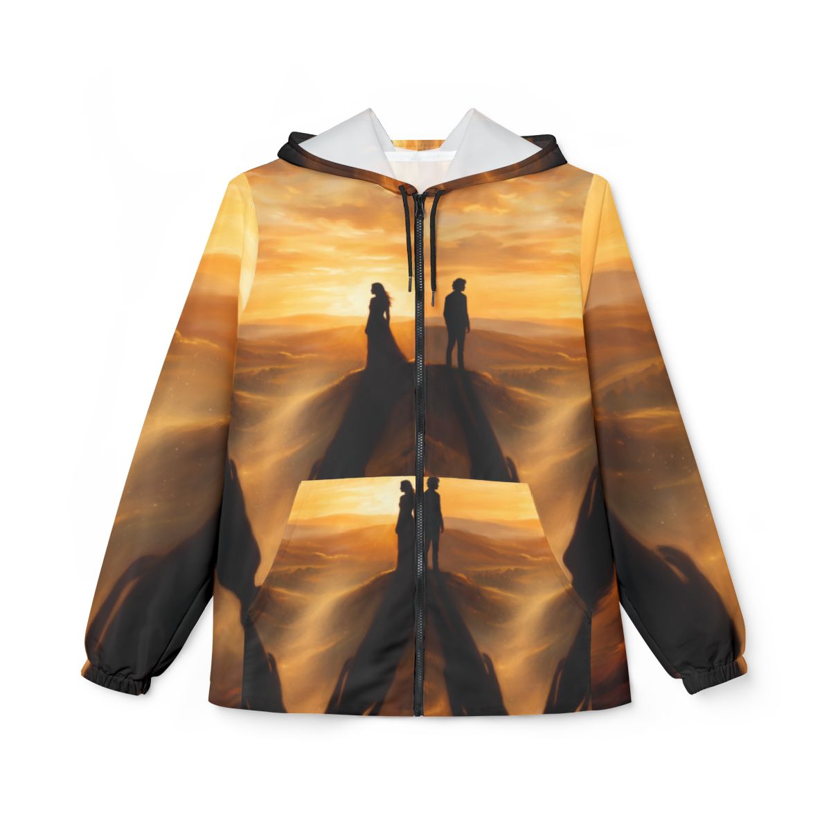 Men's Windbreaker Jacket with Sunset Landscape
