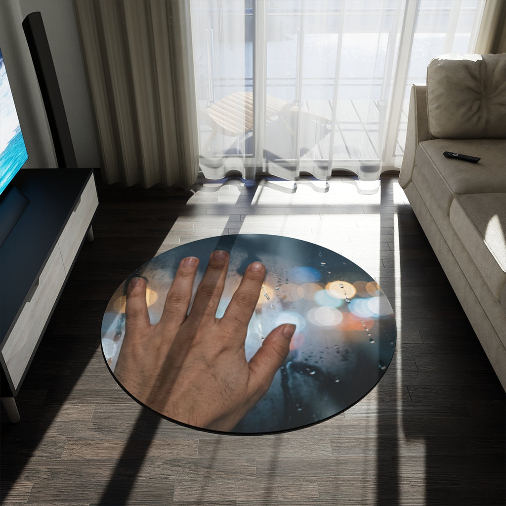 Rainy City Window Art Round Rug