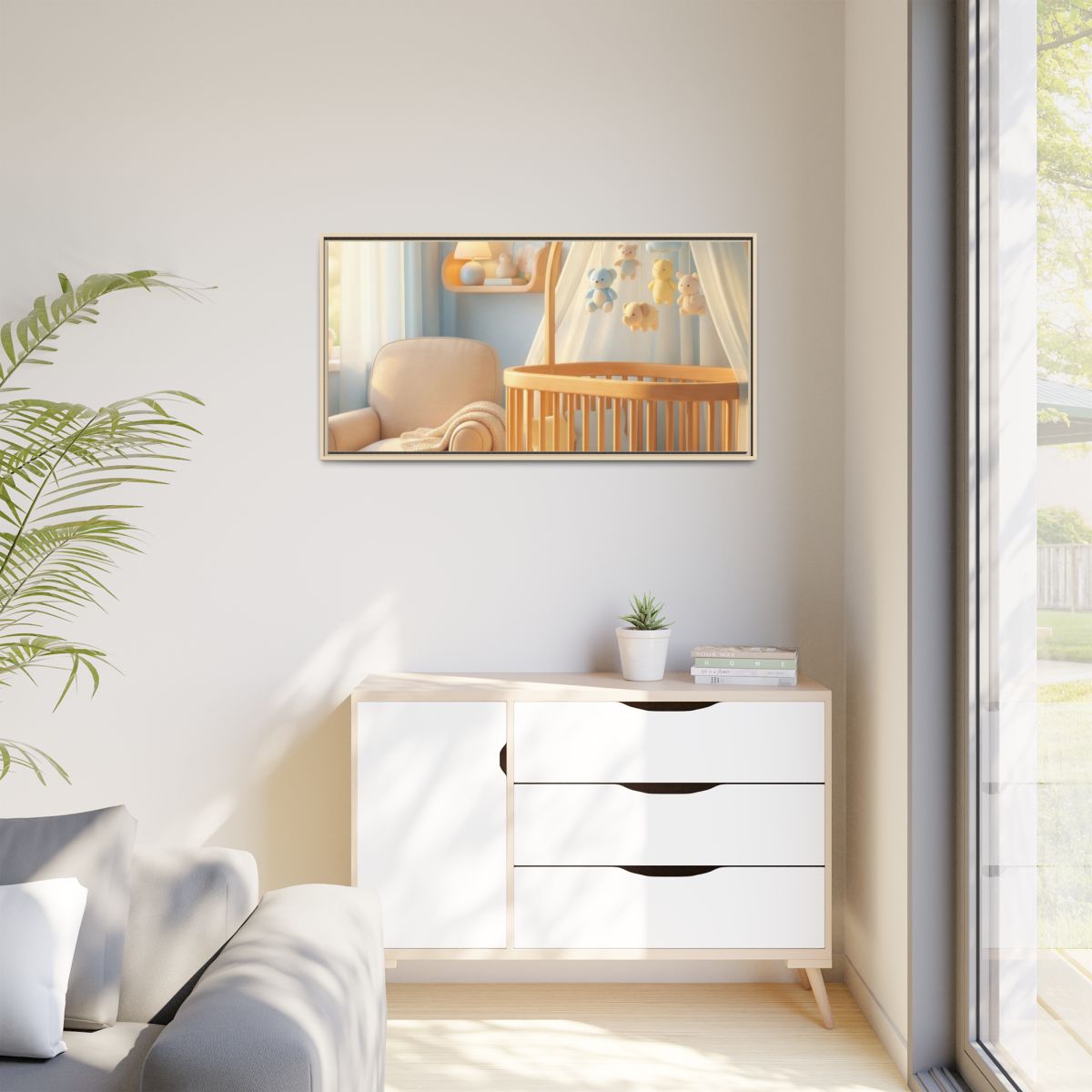 Matte Canvas, Framed - Dreamy Serene Nursery Art — Natural /...