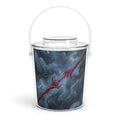 Crimson Cord Abstract Ice Bucket with Tongs