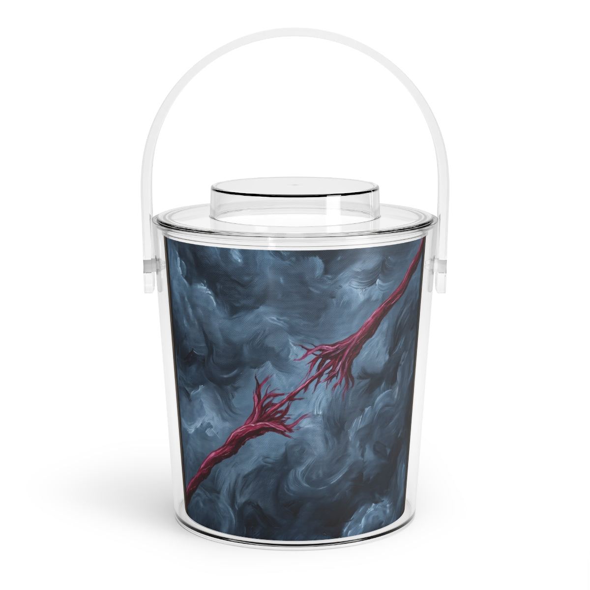 Crimson Cord Abstract Ice Bucket with Tongs