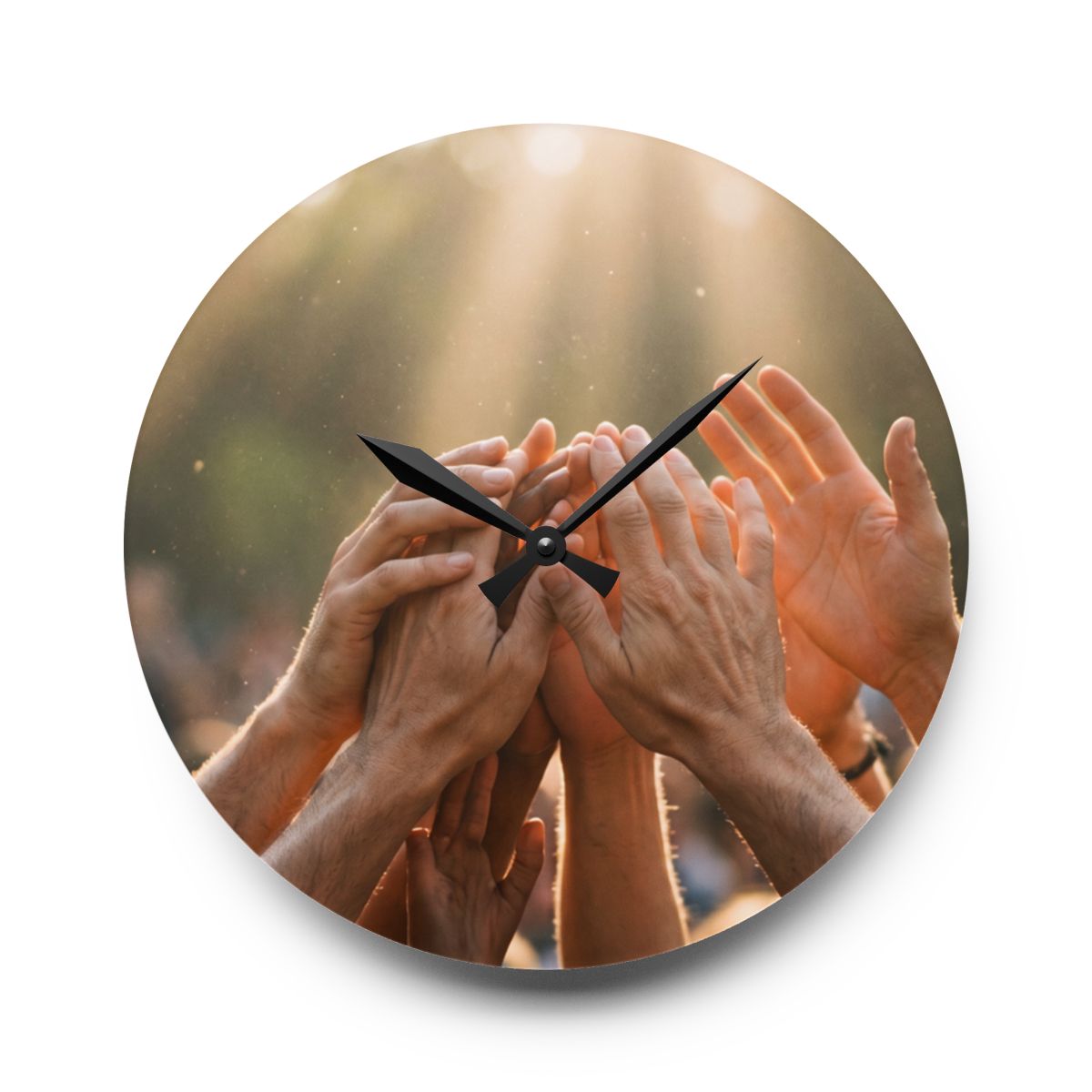 Acrylic Wall Clock - Golden Rays of Unity Wall Art |...