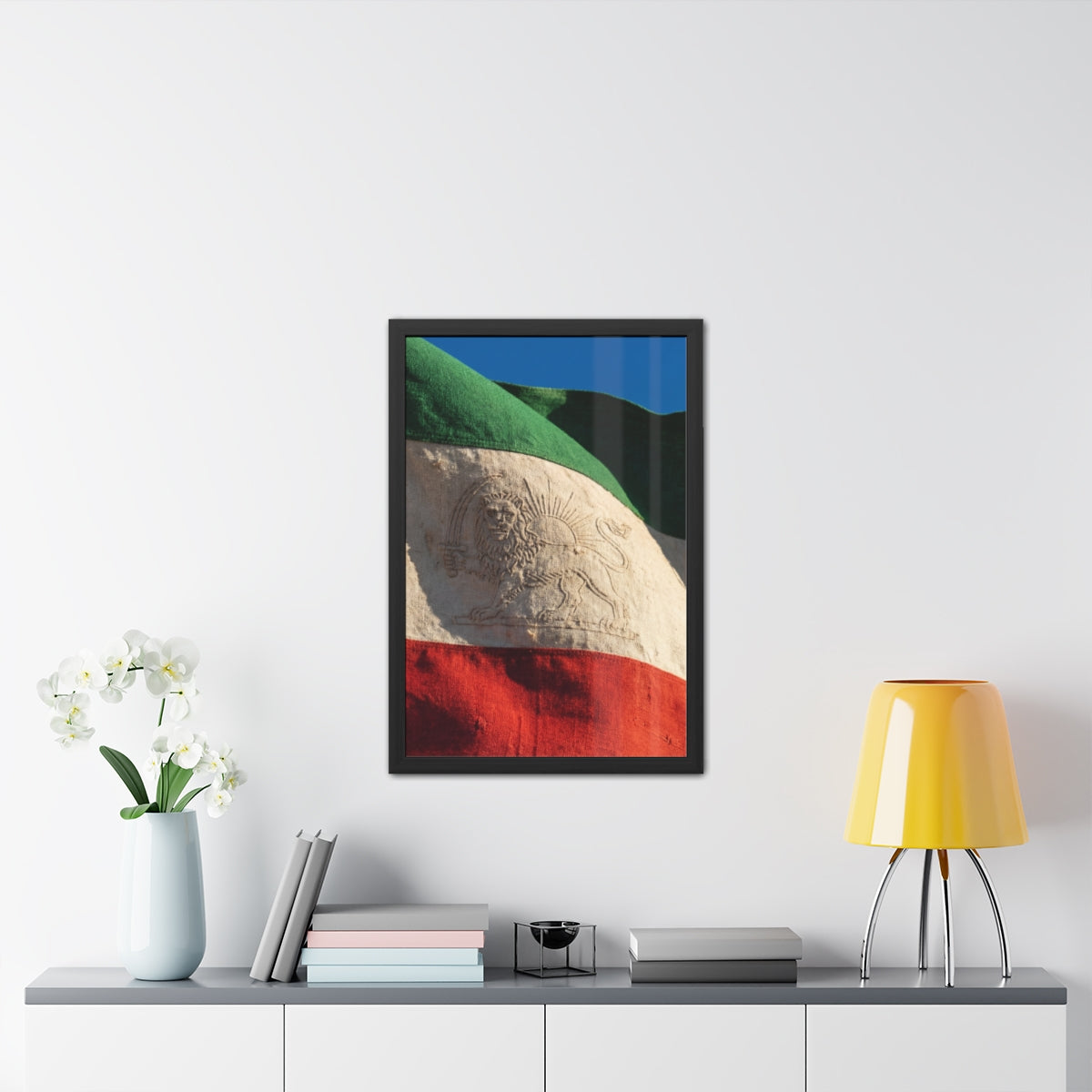 Framed Posters - Vintage Persian Lion and Sun Heritage Flag...