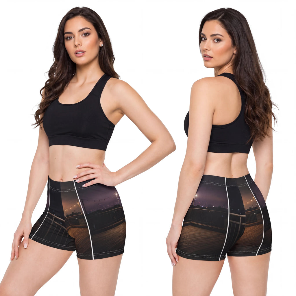 Women's Shorts with City Skyline Art