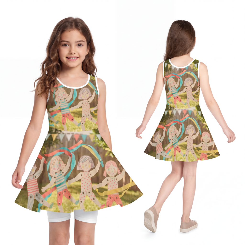 Girls' Sleeveless Sundress - Paper Garden Dancers... |...