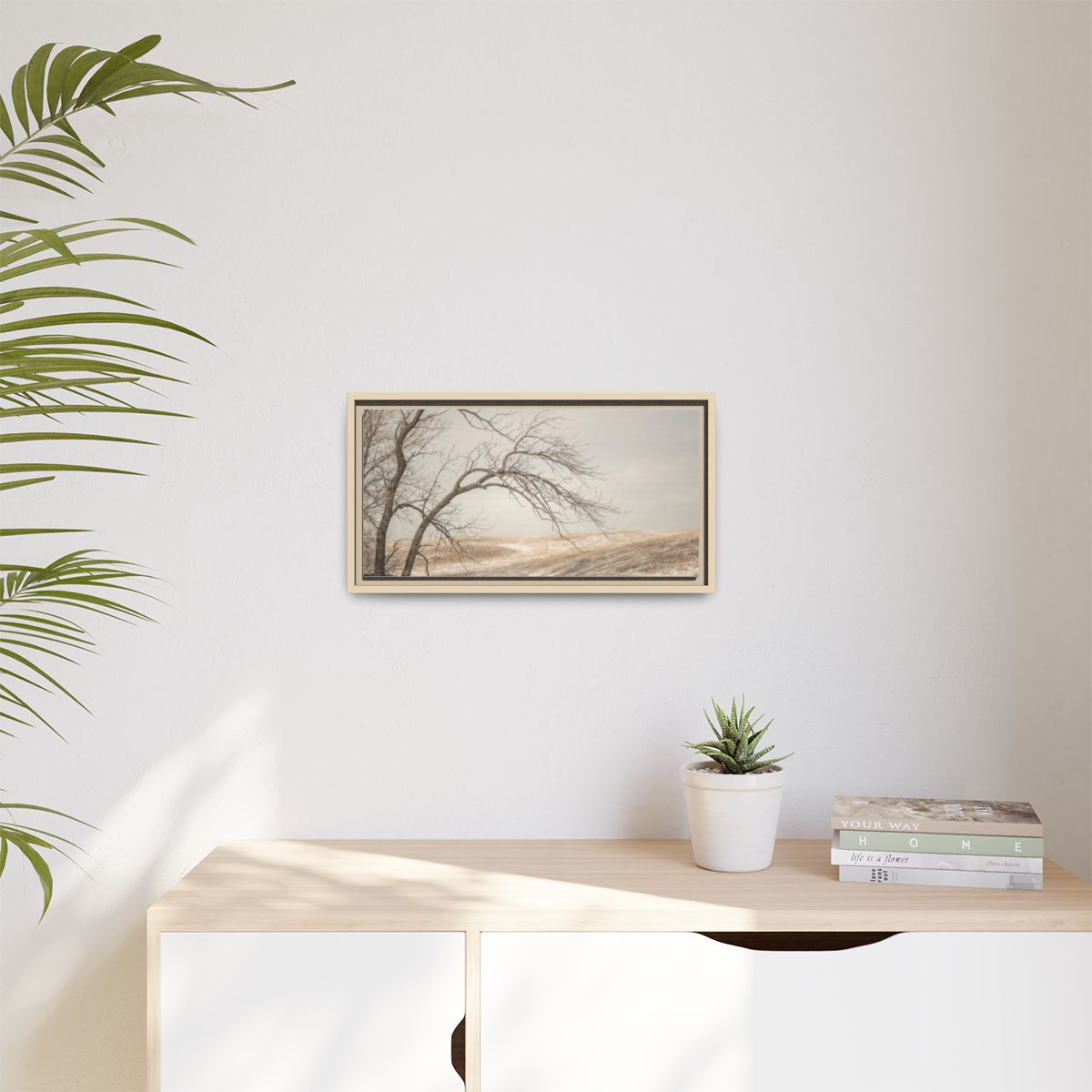 Matte Canvas, Framed - Winter Branch Solitude Landscape —......