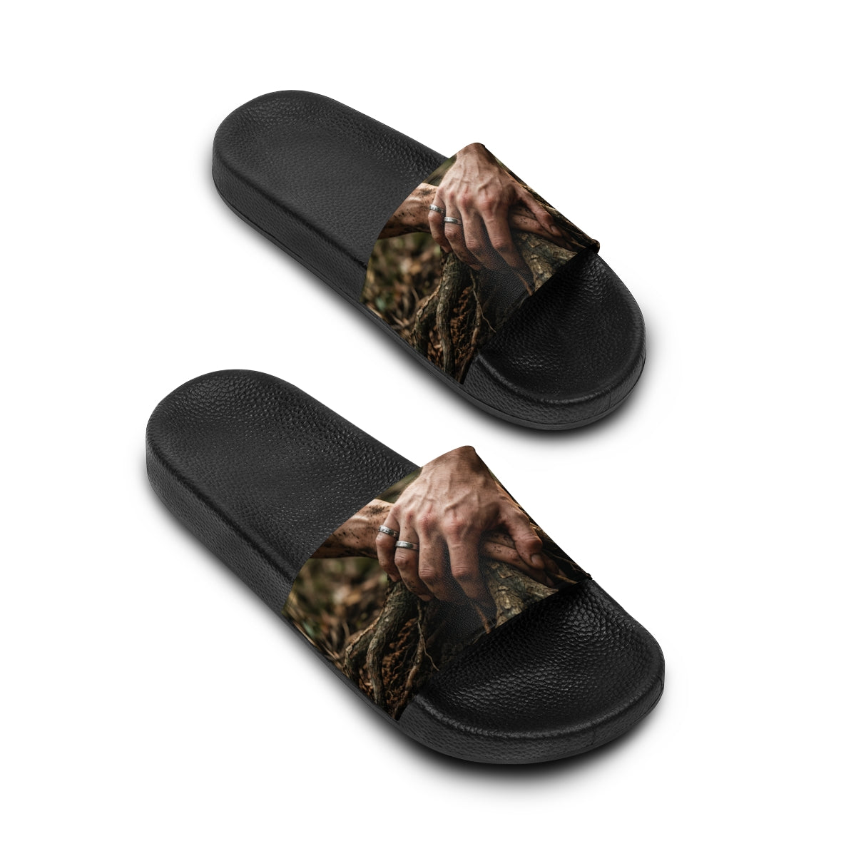 Women's Slide Sandals with Forest Earth Art
