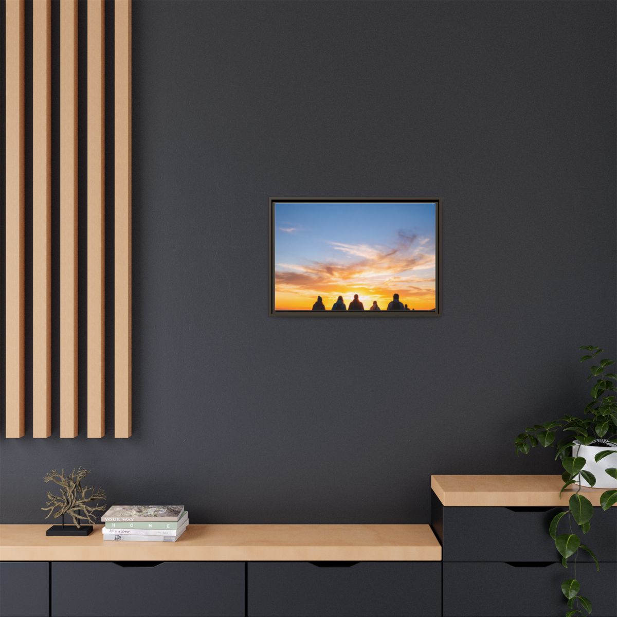 Framed Canvas - Sunset Silhouette — Espresso / 1.25"