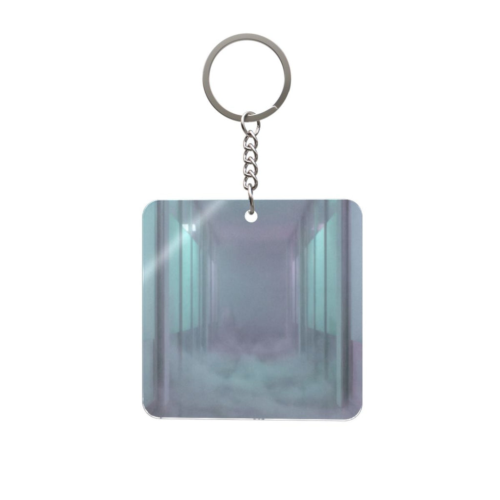 Square Keychain - Liminal Corridor Fog Art Print | Echovira...
