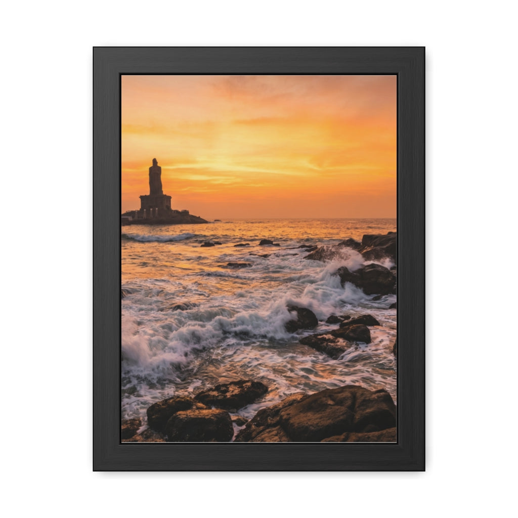 Framed Posters - Coastal Golden Glow — Portrait