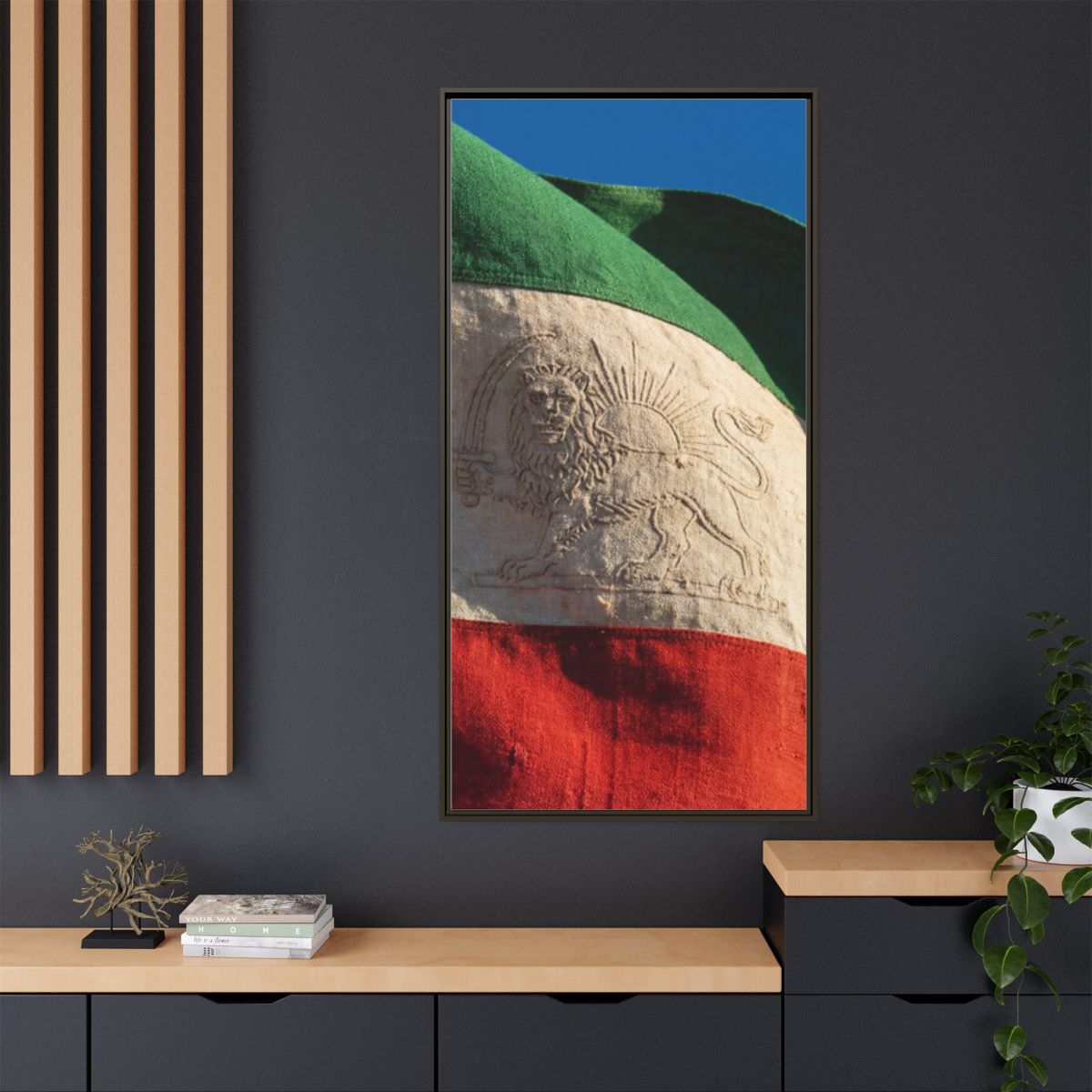 Framed Canvas Art - Distressed Flag — Espresso / 1.25"