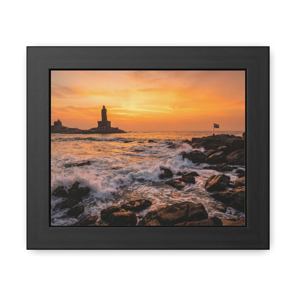 Framed Posters - Coastal Golden Glow — Landscape