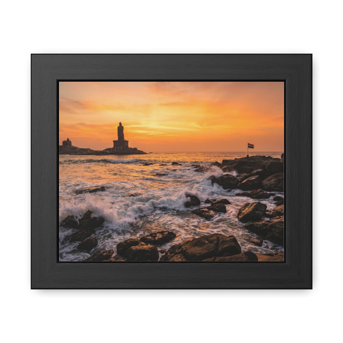 Framed Posters - Coastal Golden Glow — Landscape