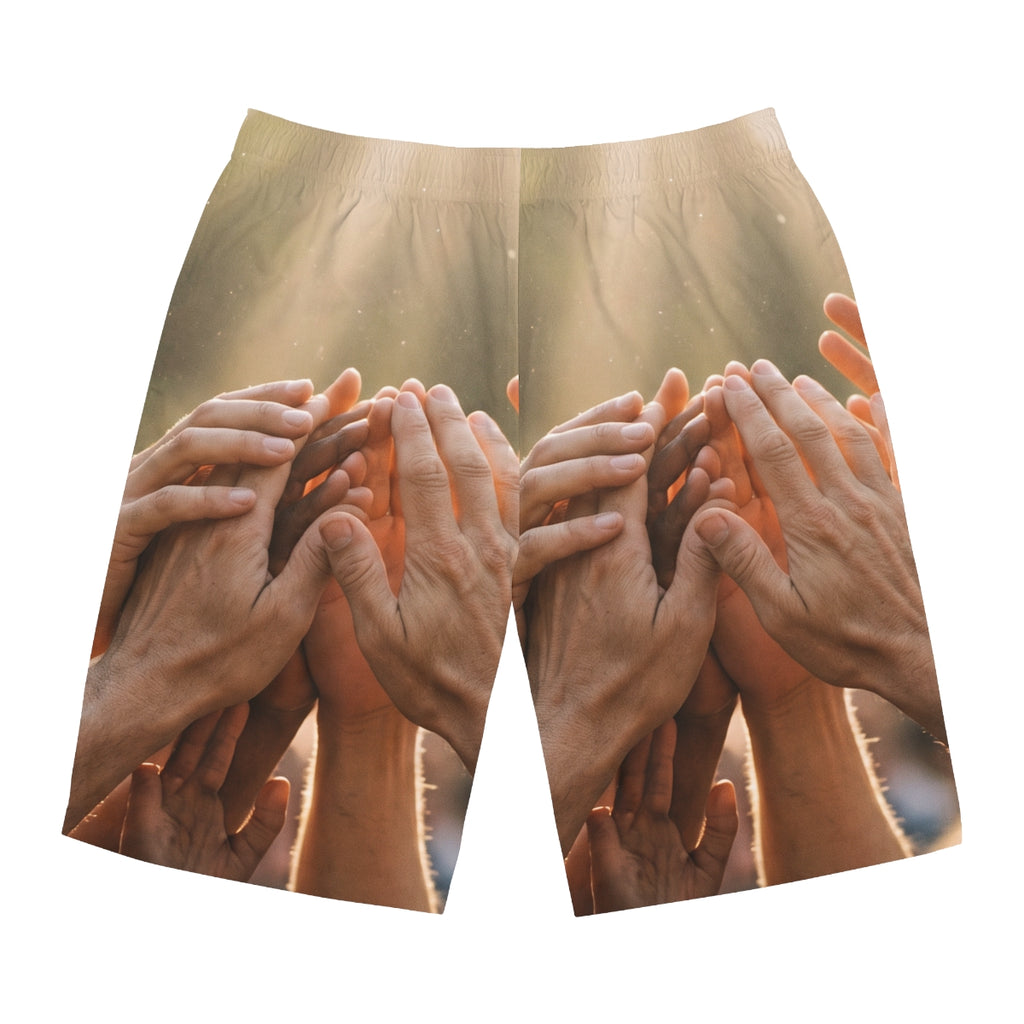 Men's Board Shorts - Golden Rays of Unity Wall Art |...