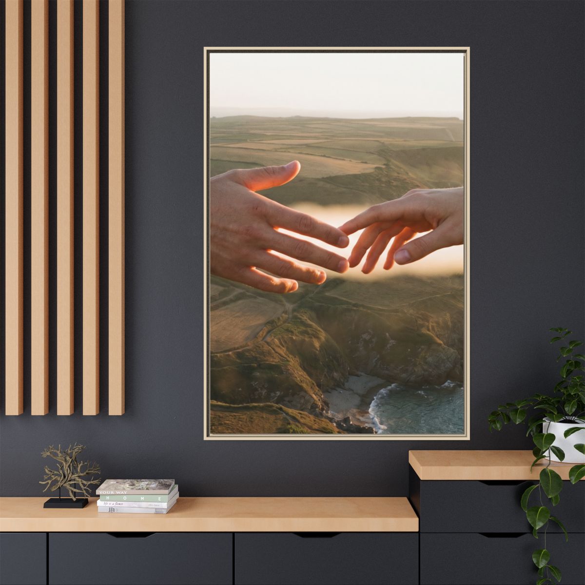 Matte Canvas, Framed - The Infinite Touch | Ethereal Coastal...
