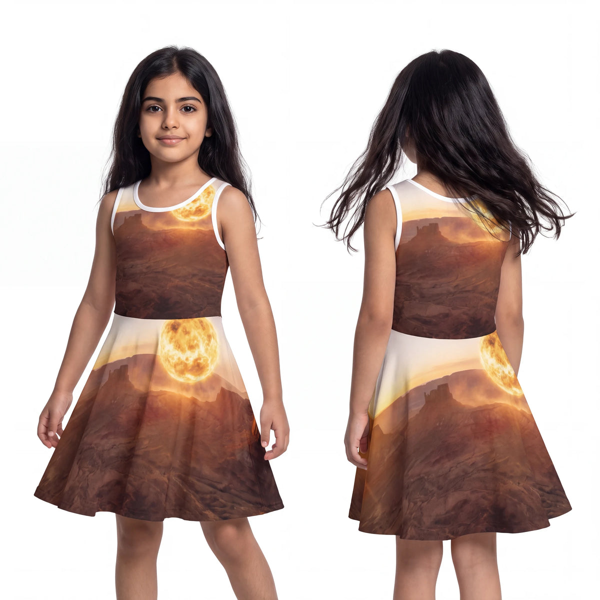 Girls' Sleeveless Sundress with Cosmic Canyon Sun