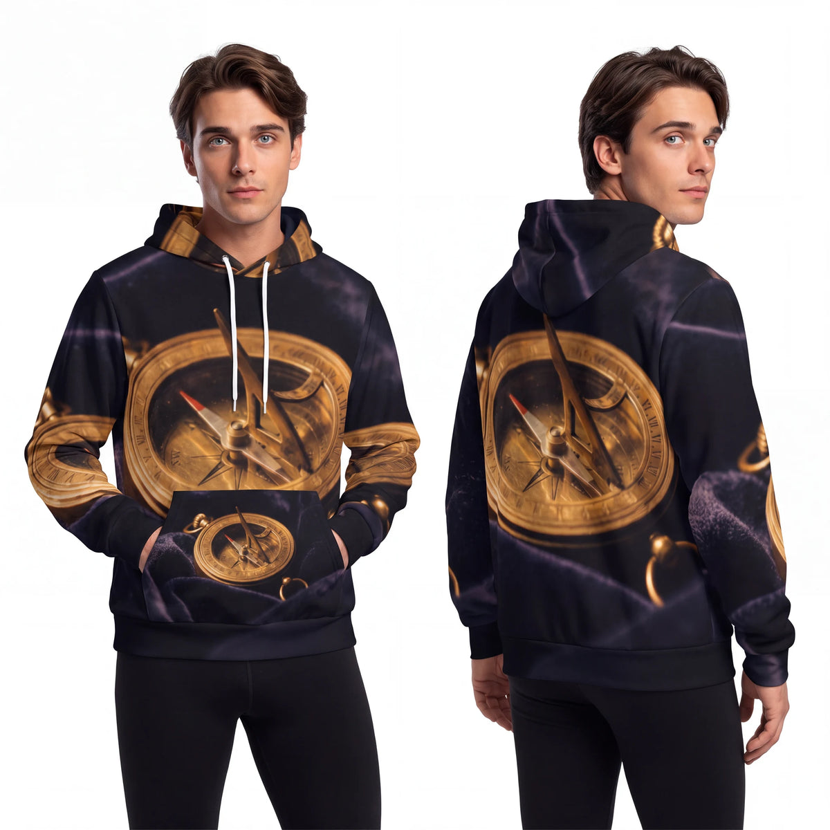 Men's Fashion Hoodie Vintage Brass Sundial