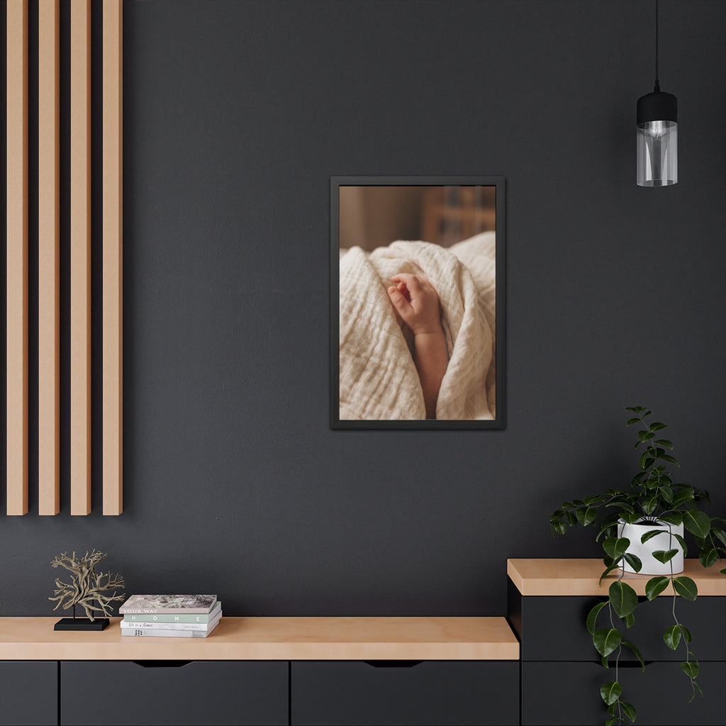 Framed Poster - Tender Newborn Hand (8×12, 9×11, 11×14... |...