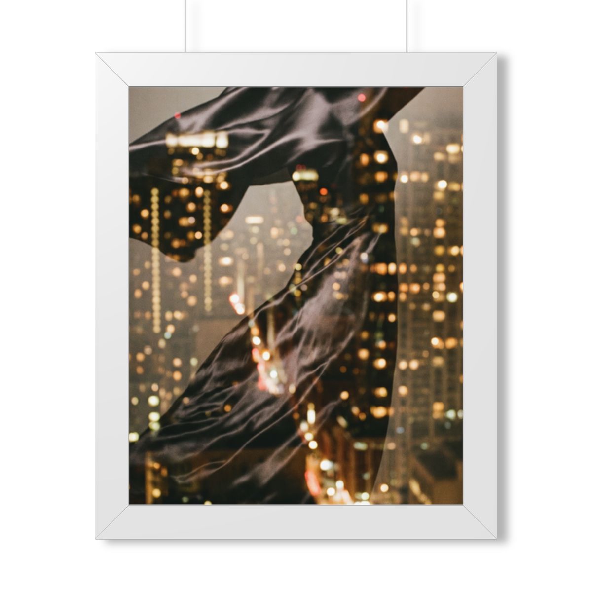 Framed Vertical Poster - Nocturnal City Metamorphosis Art —...