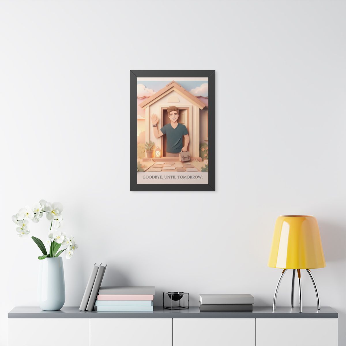 Framed Vertical Poster - Safe Journey Paper Cut Home Art —...