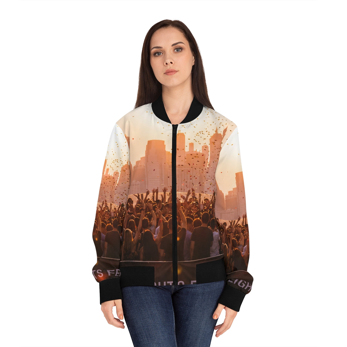 Women's Bomber Jacket - City Lights | Echovira Gallery