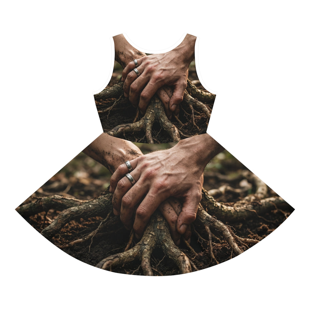 Girls' Sleeveless Sundress with Earthy Forest Art
