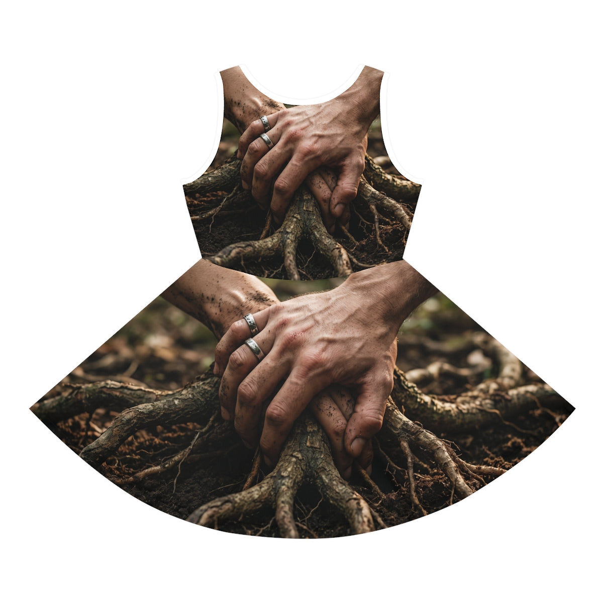 Girls' Sleeveless Sundress with Earthy Forest Art