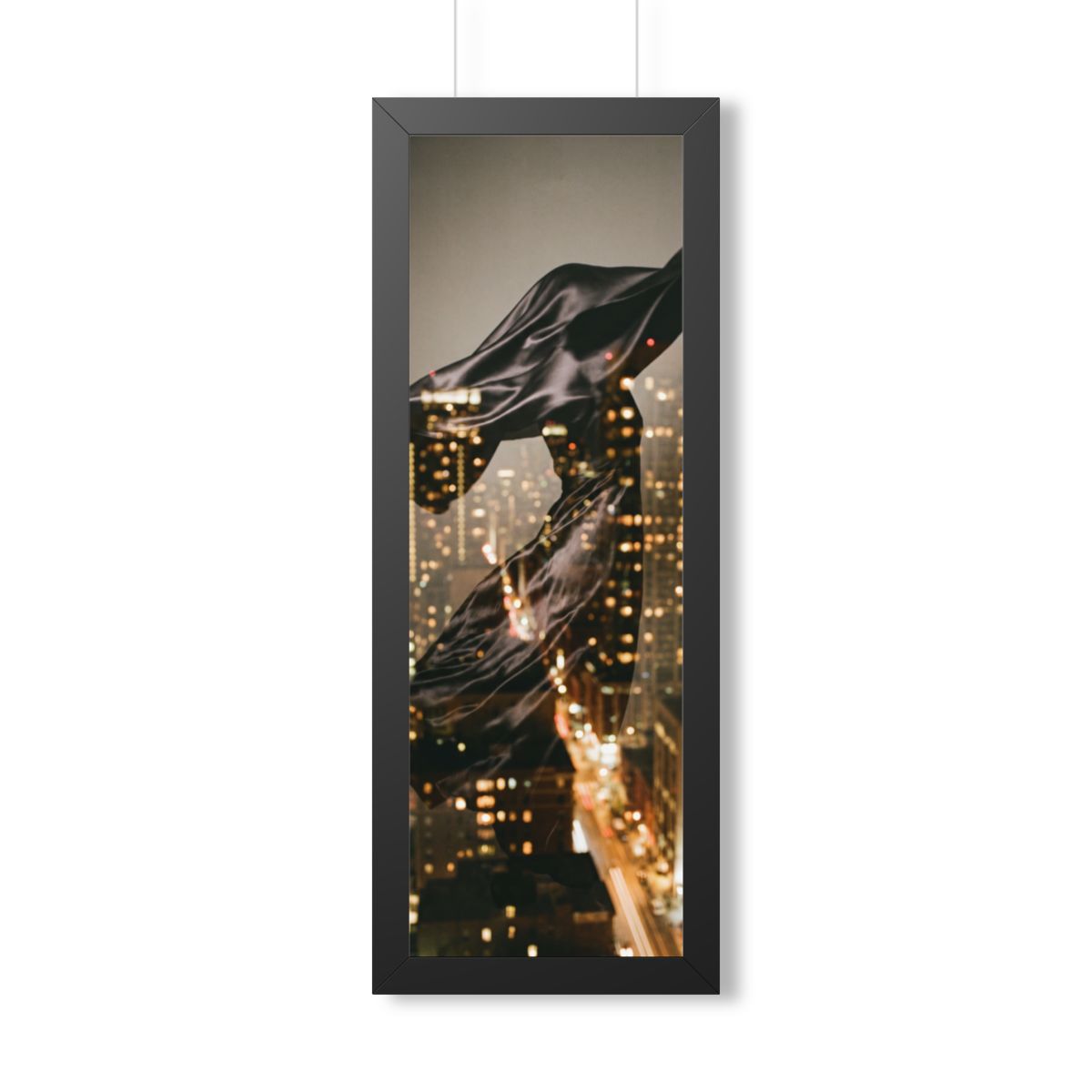Framed Vertical Poster - Nocturnal City Metamorphosis Art —...