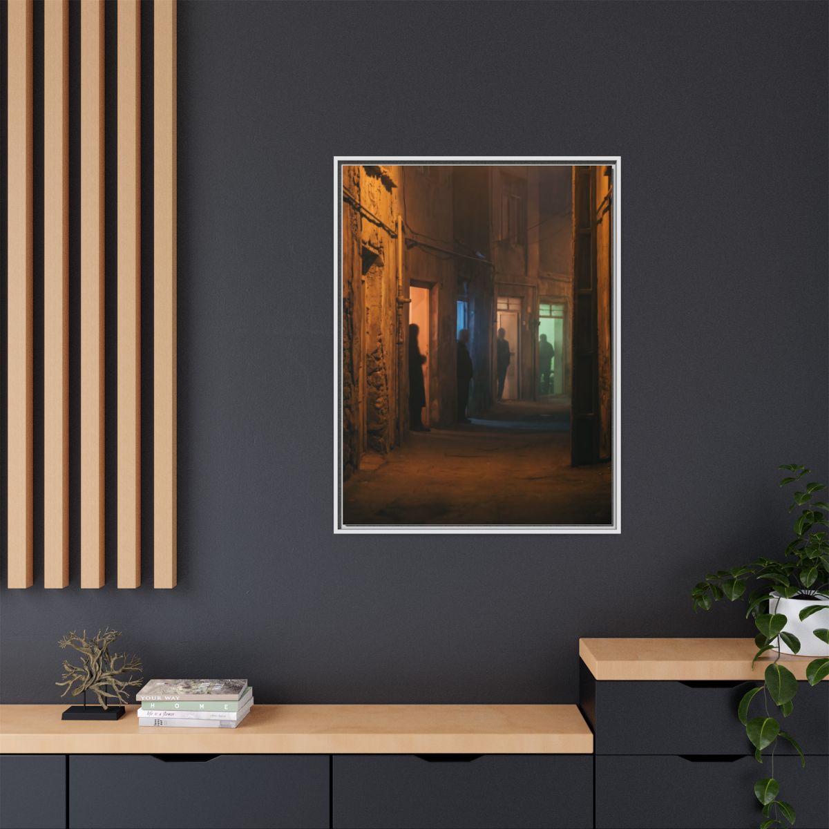 Matte Canvas, Framed - Shadowed Alleyway Mystery Art Print...