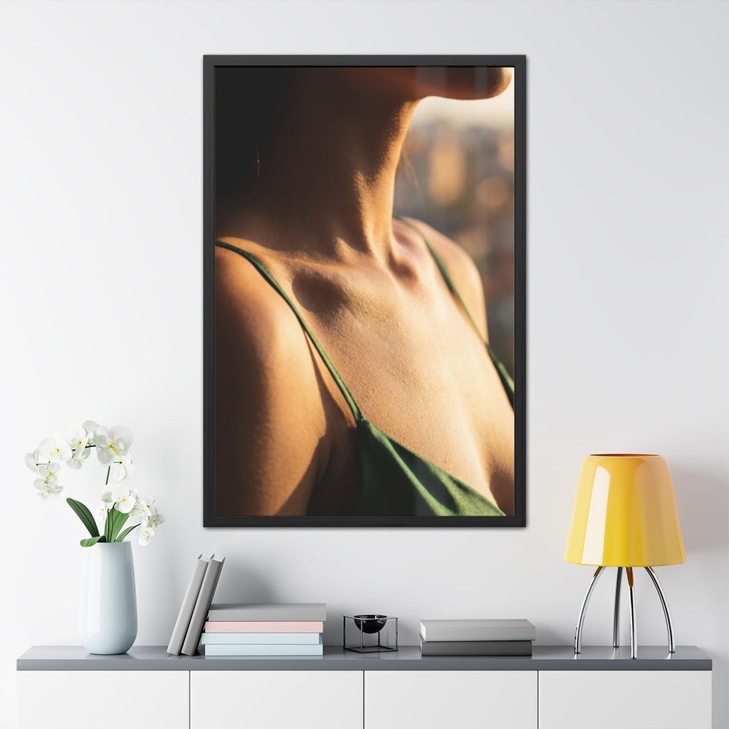 Golden Hour Framed Poster - Elegant Sunkissed Art — Portrait...
