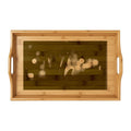 Bamboo Serving Tray with Rainy City Window Art