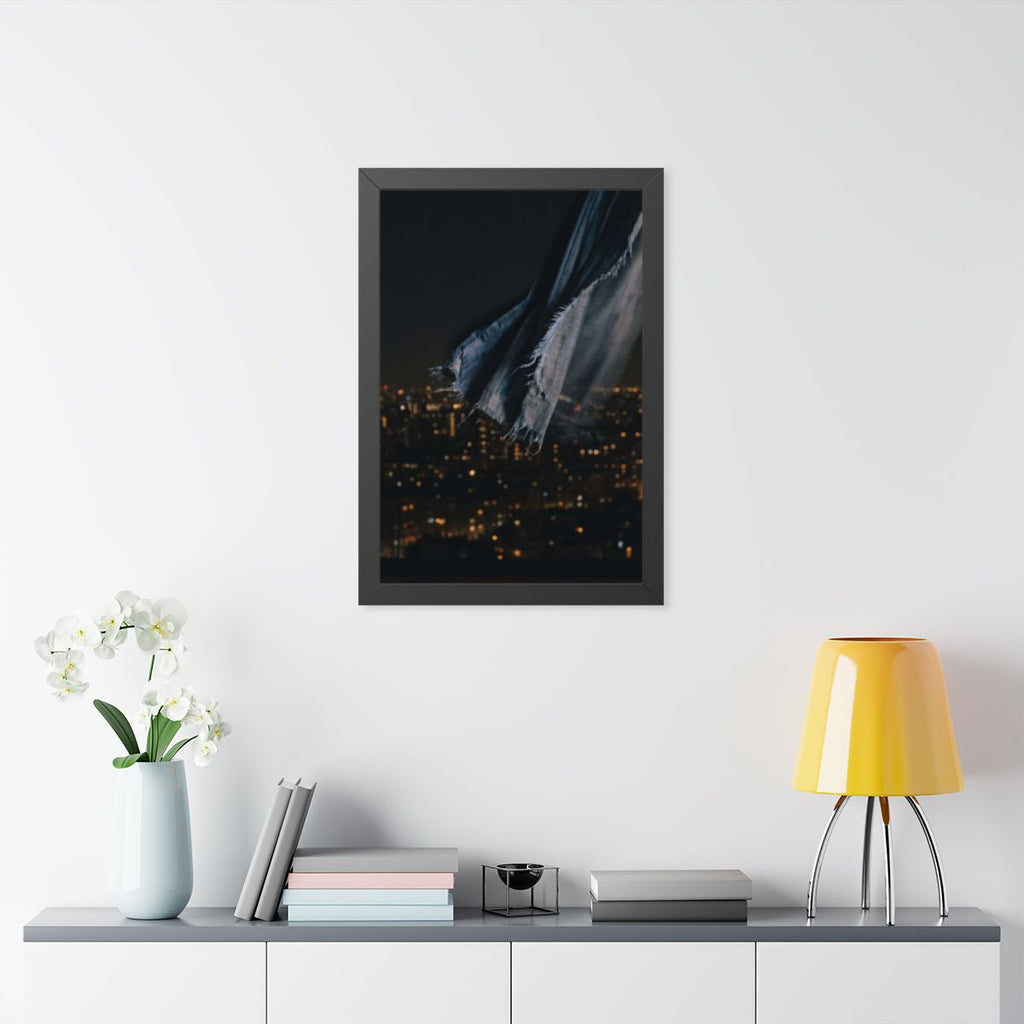 Framed Vertical Poster - City Lights Nocturne — Black... |...
