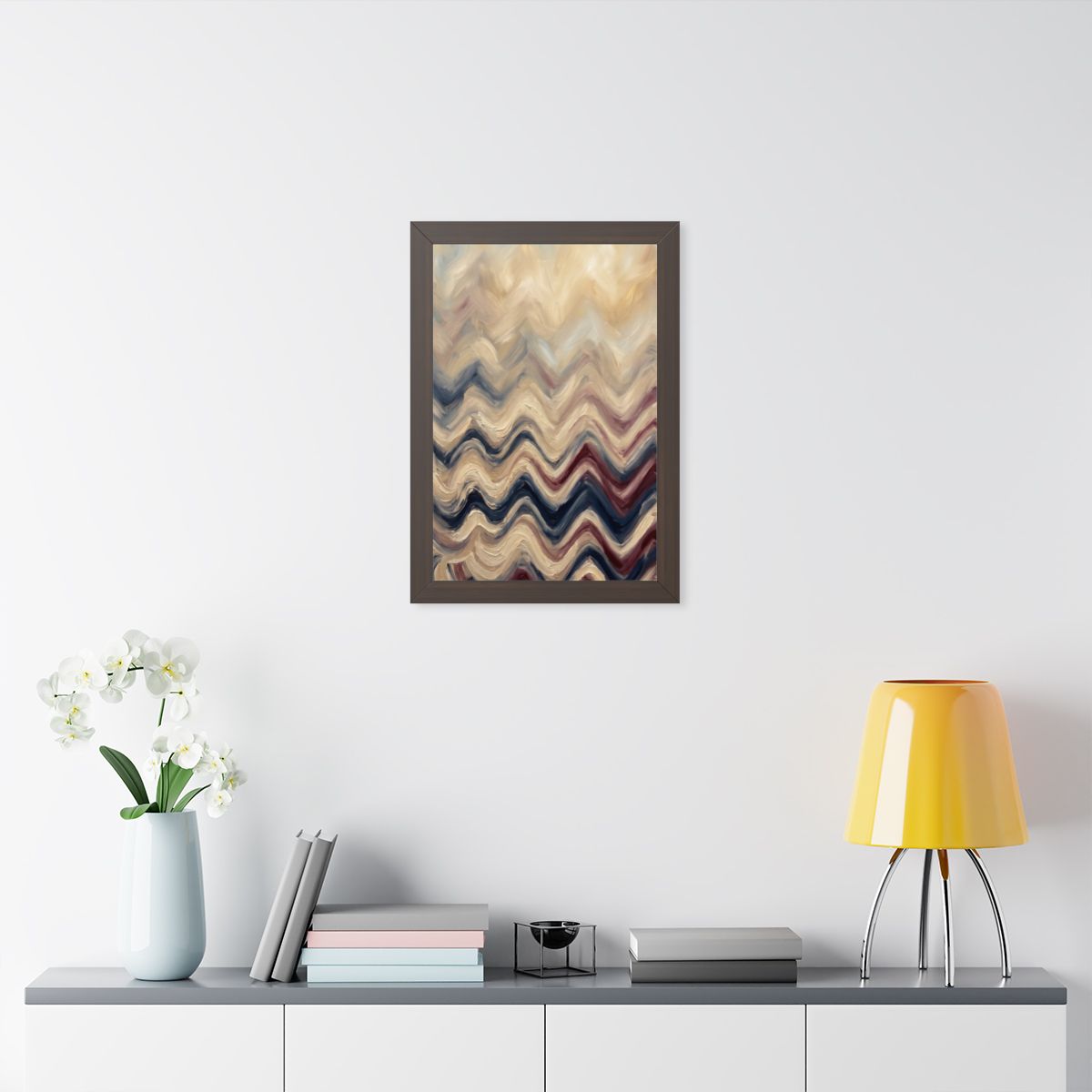 Framed Vertical Poster - Earth Chevron Wave — Walnut (11×14...