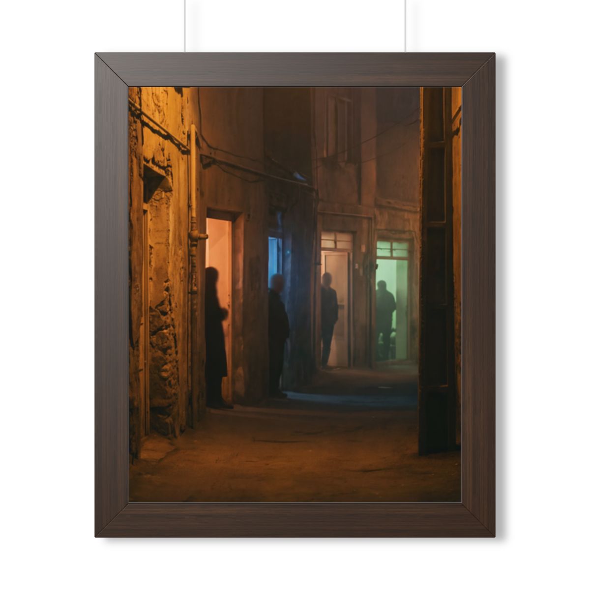 Framed Vertical Poster - Shadowed Alleyway Mystery Art Print...
