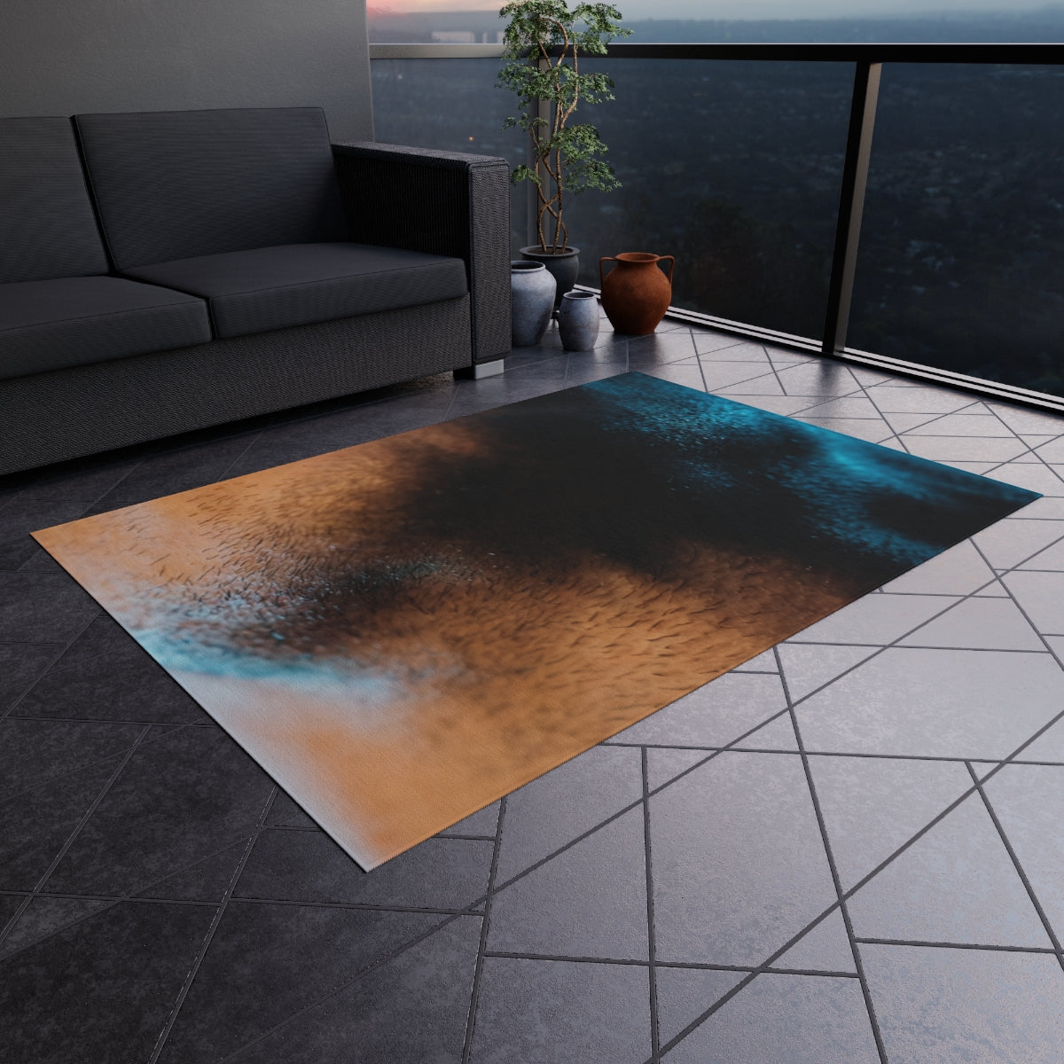 Outdoor Rug - Cyberpunk Patio | Echovira Gallery