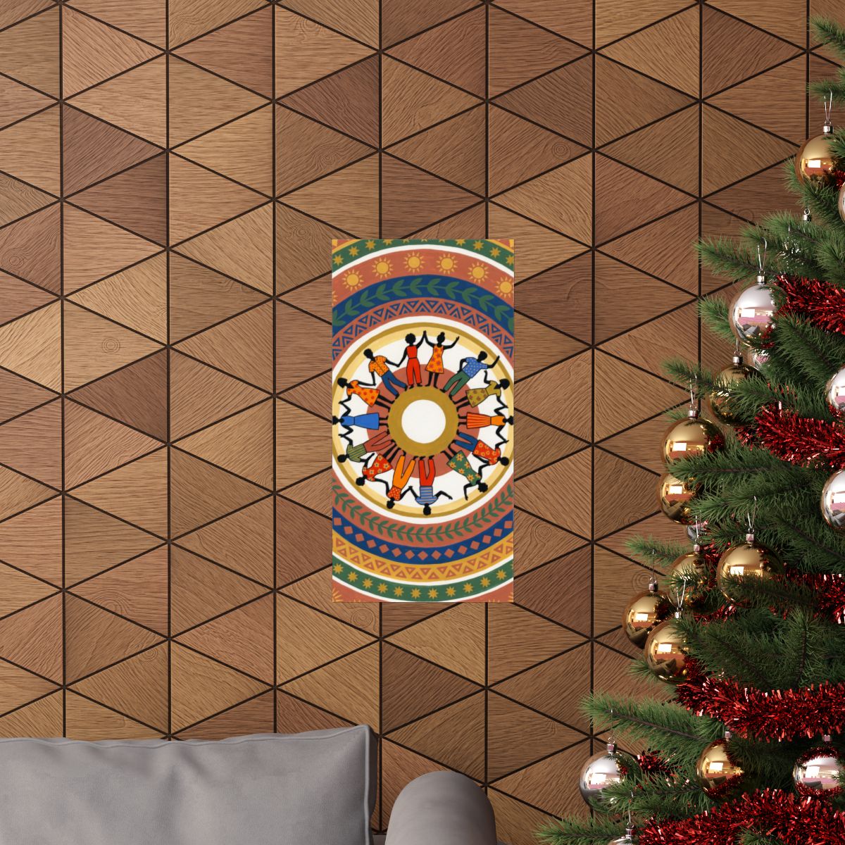 Matte Vertical Poster - Unity Mandala Folk Art (8×10 & 36×54)
