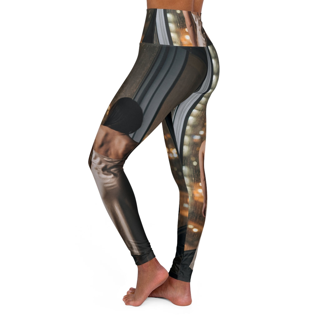 High Waisted Yoga Leggings - City Rain